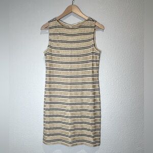 St. John Collection Metallic Gold Striped Shift Dress, 6